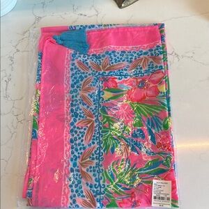 Lilly Pulitzer Pink and Blue Floral Scarf